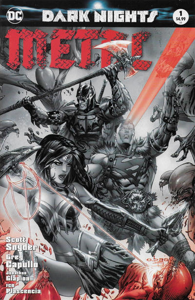 Cover for Dark Nights: Metal (DC, 2017 series) #1 [Most Good Hobby Eric Basaldua Black and White Cover]