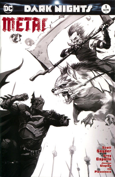 Cover for Dark Nights: Metal (DC, 2017 series) #1 [Exclusive Francesco Mattina Black and White Cover]