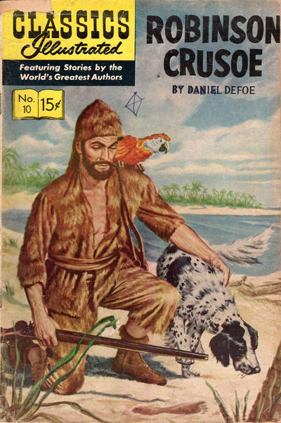 Cover for Classics Illustrated (Gilberton, 1947 series) #10 [HRN 140] - Robinson Crusoe [Twin Circle]