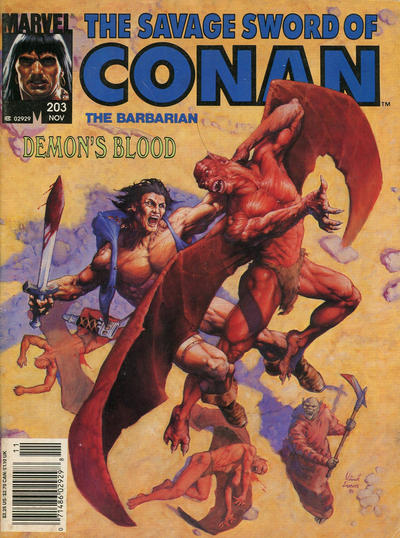 Cover for The Savage Sword of Conan (Marvel, 1974 series) #203 [Newsstand]