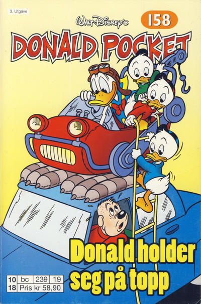 Cover for Donald Pocket (Hjemmet / Egmont, 1968 series) #158 - Donald holder seg på topp [3. utgave bc 239 19]