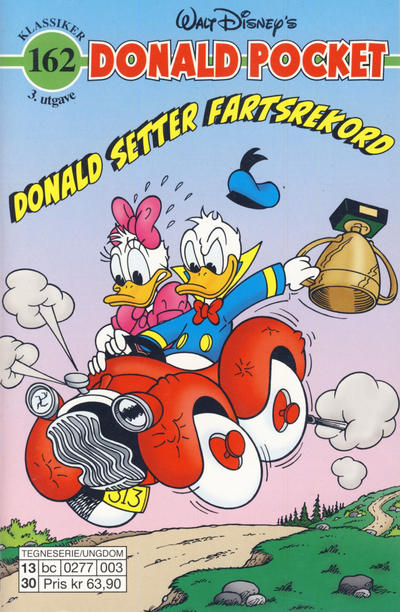 Cover for Donald Pocket (Hjemmet / Egmont, 1968 series) #162 - Donald setter fartsrekord [3. utgave bc 0277 003]