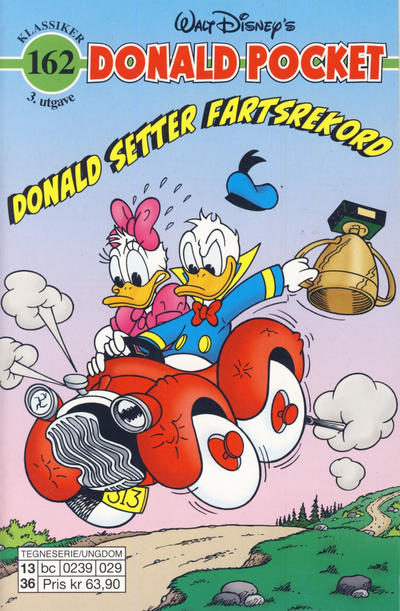 Cover for Donald Pocket (Hjemmet / Egmont, 1968 series) #162 - Donald setter fartsrekord [3. utgave bc 0239 029]