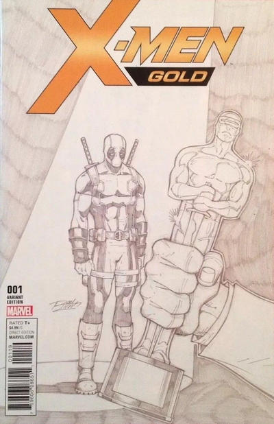 Cover for X-Men: Gold (Marvel, 2017 series) #1 [Incentive Ron Lim 'Deadpool Party' Sketch Variant]