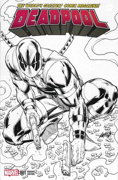Cover for Deadpool (Marvel, 2016 series) #1 [Comicbook.com Exclusive Rob Liefeld Black and White Variant]