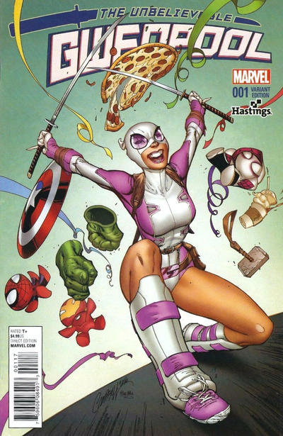 Cover for The Unbelievable Gwenpool (Marvel, 2016 series) #1 [Variant Edition - Hastings Exclusive - J. Scott Campbell Cover]