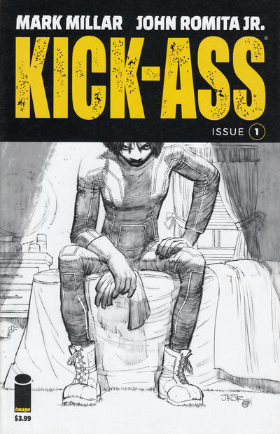 Cover for Kick-Ass (Image, 2018 series) #1 [Cover B - Black and White]