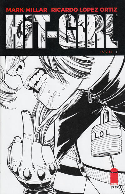 Cover for Hit-Girl (Image, 2018 series) #1 [Cover B - Amy Reeder Black and White]