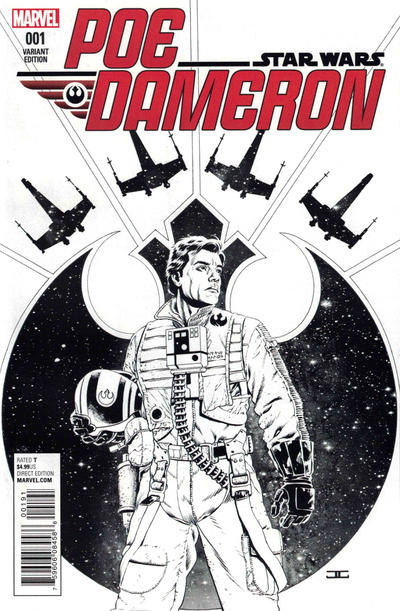 Cover for Poe Dameron (Marvel, 2016 series) #1 [Incentive John Cassaday Black and White Variant]