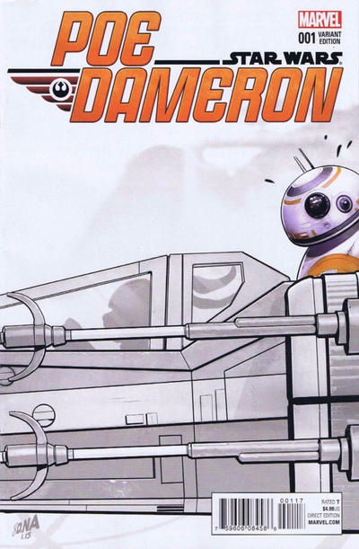 Cover for Poe Dameron (Marvel, 2016 series) #1 [Jaxxon Celebration David Nakayama Black and White Variant]