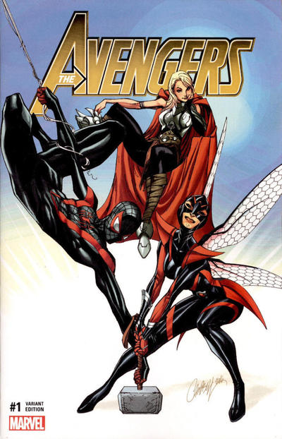 Cover for Avengers (Marvel, 2017 series) #1 [ComicXposure Exclusive J. Scott Campbell Cover B]