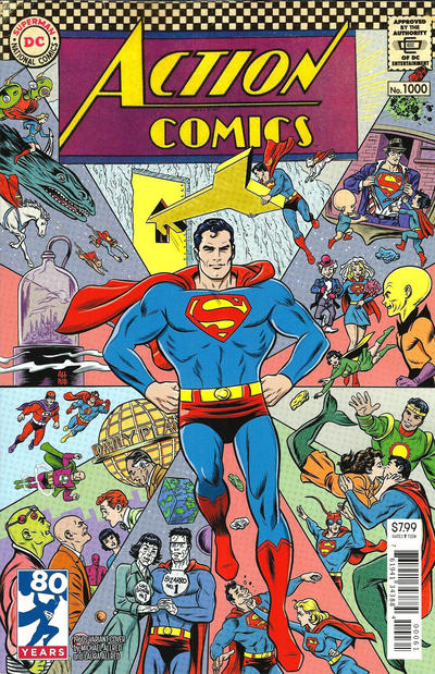 Cover for Action Comics (DC, 2011 series) #1000 [1960s Variant Cover by Michael Allred]