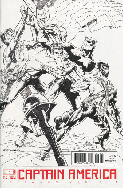 Cover for Captain America (Marvel, 2017 series) #700 [Jim Steranko Black and White]