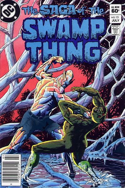 Cover for The Saga of Swamp Thing (DC, 1982 series) #15 [Newsstand]