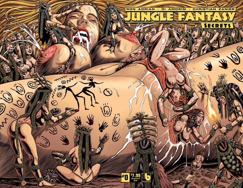Cover for Jungle Fantasy: Secrets (Avatar Press, 2018 series) #0 [Wraparound Nude Cover - Raulo Caceres]
