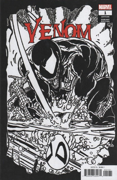 Cover for Venom (Marvel, 2018 series) #1 (166) [Variant Edition - Todd McFarlane Remastered Black and White Cover]