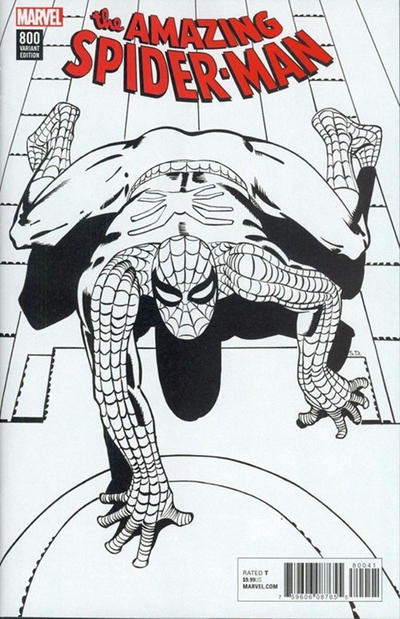 Cover for Amazing Spider-Man (Marvel, 2015 series) #800 [Variant Edition - ‘Remastered’ - Steve Ditko B&W Cover]