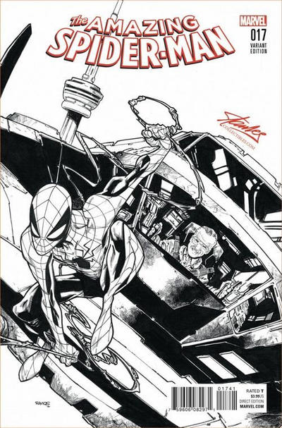 Cover for Amazing Spider-Man (Marvel, 2015 series) #17 [Variant Edition - StanLeeCollectibles.com FanExpo Canada Exclusive - Humberto Ramos B&W Cover]