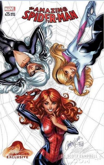 Cover for Amazing Spider-Man (Marvel, 2015 series) #25 [Variant Edition - J. Scott Campbell Store Exclusive - Cover A]