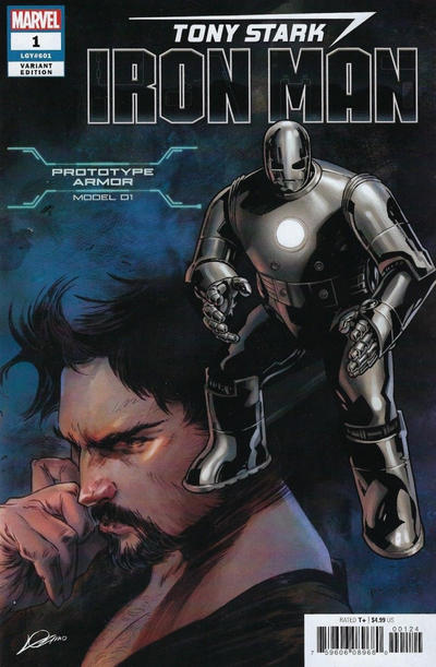 Cover for Tony Stark: Iron Man (Marvel, 2018 series) #1 [Original Armor - Alexander Lozano / Valerio Schiti]