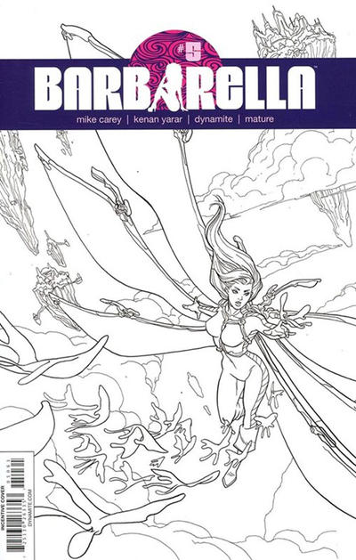 Cover for Barbarella (Dynamite Entertainment, 2017 series) #5 [Cover F Black and White Pete Woods]