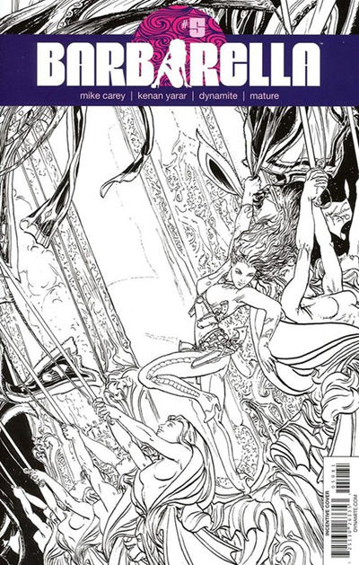 Cover for Barbarella (Dynamite Entertainment, 2017 series) #5 [Cover H Black and White Mike Kaluta]