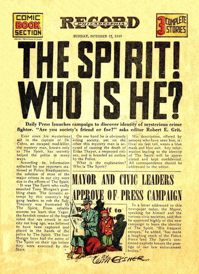 Cover for The Spirit (Register and Tribune Syndicate, 1940 series) #10/13/1940 [Philadelphia Record Edition]