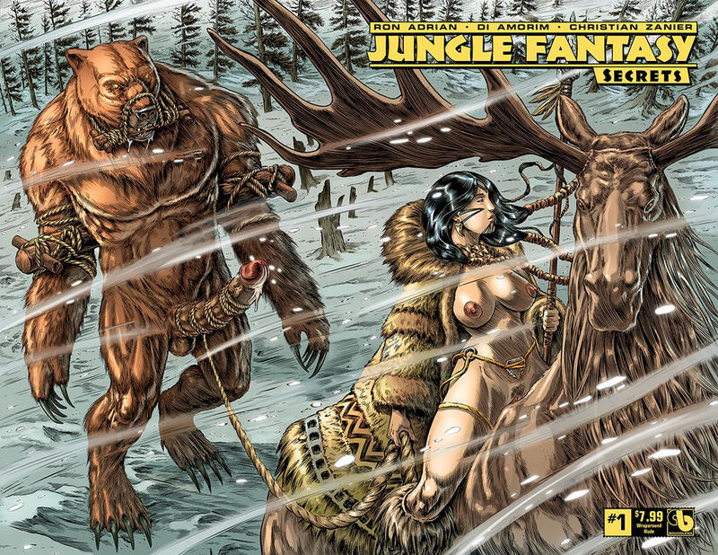 Cover for Jungle Fantasy: Secrets (Avatar Press, 2018 series) #1 [Wraparound Nude Cover]