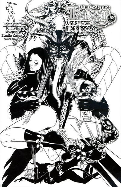 Cover for Tarot: Witch of the Black Rose (Broadsword, 2000 series) #95 [Studio Cover Black and White - Jim Balent]