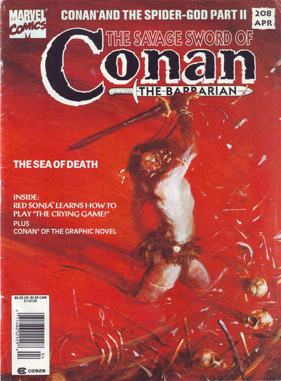Cover for The Savage Sword of Conan (Marvel, 1974 series) #208 [Newsstand]