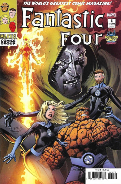 Cover for Fantastic Four (Marvel, 2018 series) #1 [Midtown Comics Exclusive - Mark Bagley]