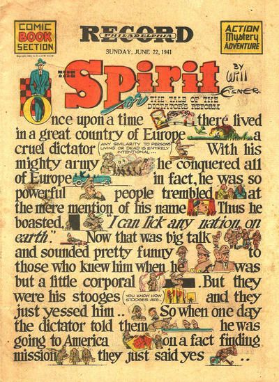 Cover for The Spirit (Register and Tribune Syndicate, 1940 series) #6/22/1941 [Philadelphia Record Edition]