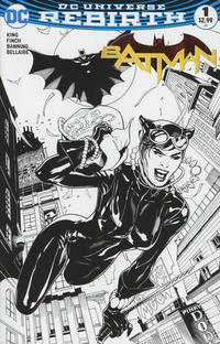 Cover Thumbnail for Batman (DC, 2016 series) #1 [Midtown Comics Terry and Rachel Dodson Black and White Cover]
