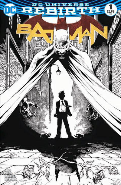 Cover for Batman (DC, 2016 series) #1 [Epic Comics Tony Daniel Black and White Cover]