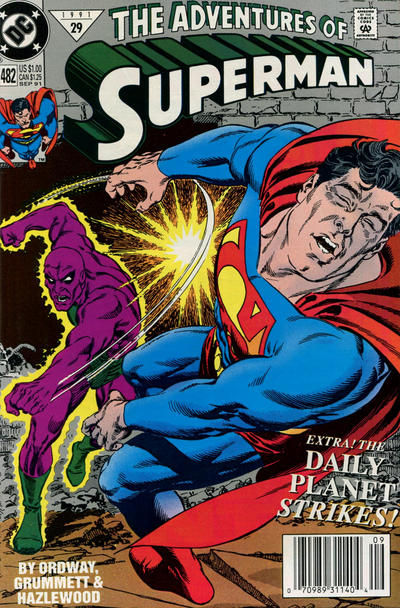 Cover for Adventures of Superman (DC, 1987 series) #482 [Newsstand]