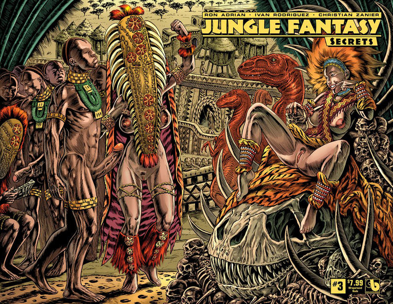 Cover for Jungle Fantasy: Secrets (Avatar Press, 2018 series) #3 [Wraparound Nude Cover]