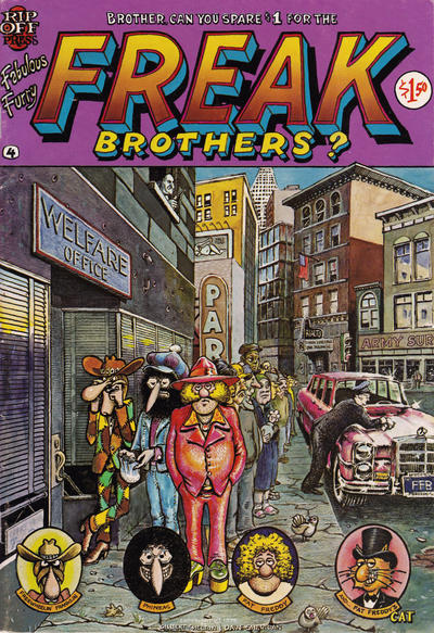 Cover for The Fabulous Furry Freak Brothers (Rip Off Press, 1971 series) #4 [1.50 USD Fourth Printing]