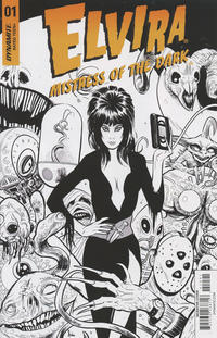 Cover Thumbnail for Elvira Mistress of the Dark (Dynamite Entertainment, 2018 series) #1 [Cover I Black and White Kyle Strahm]