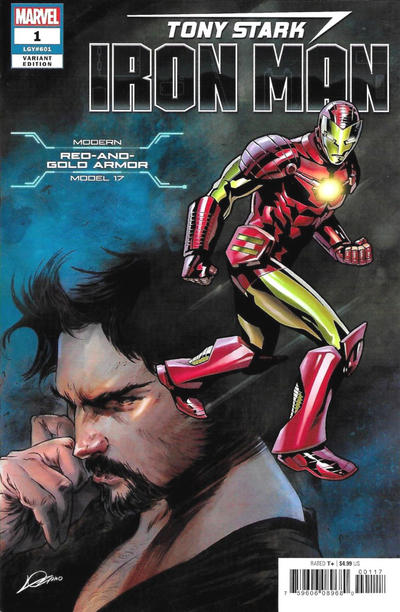 Cover for Tony Stark: Iron Man (Marvel, 2018 series) #1 [Modern Red and Gold Armor - Alexander Lozano / Valerio Schiti]