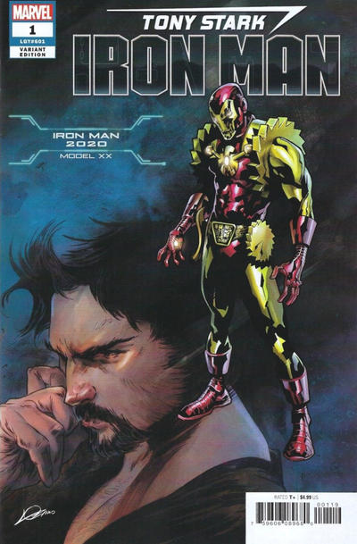 Cover for Tony Stark: Iron Man (Marvel, 2018 series) #1 [Iron Man 2020 Armor - Alexander Lozano / Valerio Schiti]