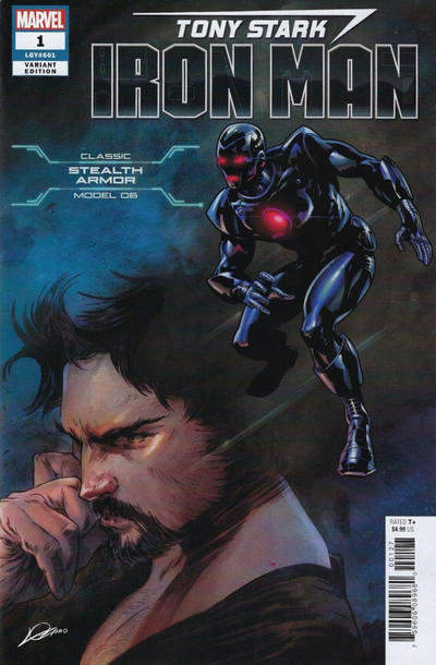 Cover for Tony Stark: Iron Man (Marvel, 2018 series) #1 [Stealth Armor - Alexander Lozano / Valerio Schiti]