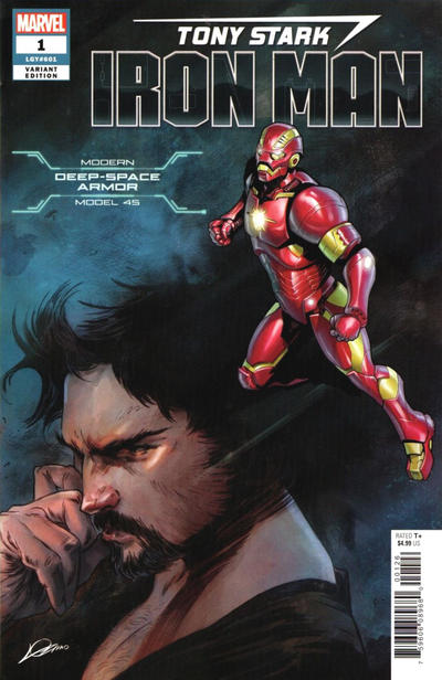 Cover for Tony Stark: Iron Man (Marvel, 2018 series) #1 [Deep Space Armor - Alexander Lozano / Valerio Schiti]
