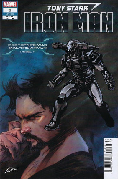 Cover for Tony Stark: Iron Man (Marvel, 2018 series) #1 [War Machine Armor - Alexander Lozano / Valerio Schiti]