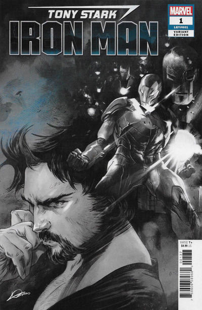 Cover for Tony Stark: Iron Man (Marvel, 2018 series) #1 [Party Black and White - Alexander Lozano]