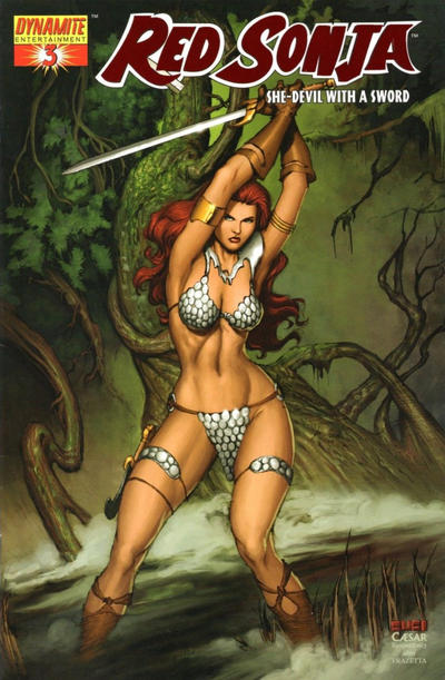 Cover for Red Sonja (Dynamite Entertainment, 2005 series) #3 [Mel Rubi Dynamic Forces Ruby Red Foil Edition]