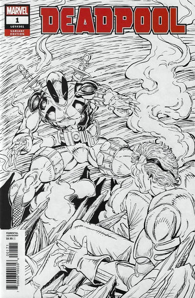 Cover for Deadpool (Marvel, 2018 series) #1 [Rob Liefeld Remastered Black and White]