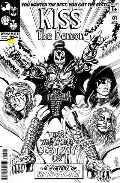 Cover for KISS: The Demon (Dynamite Entertainment, 2017 series) #1 [Cover F Retailer Incentive Mandrake Black and White]