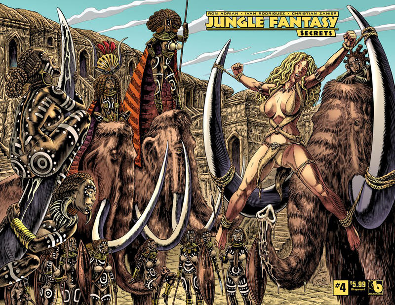 Cover for Jungle Fantasy: Secrets (Avatar Press, 2018 series) #4 [Wraparound Cover]