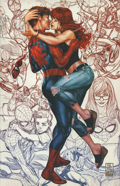 Cover for Amazing Spider-Man (Marvel, 2018 series) #1 (802) [Variant Edition - Greg Land 'Party' Cover]