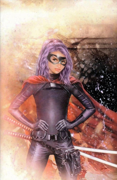 Cover for Hit-Girl (Image, 2018 series) #1 [Cover P - Unknown Comics Exclusive - Natali Sanders Virgin Art Connecting]